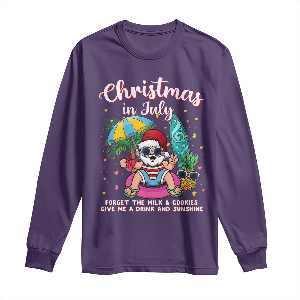 Christmas in July Santa Long Sleeve Shirt Palm Tree Beach Summer Hawaii
