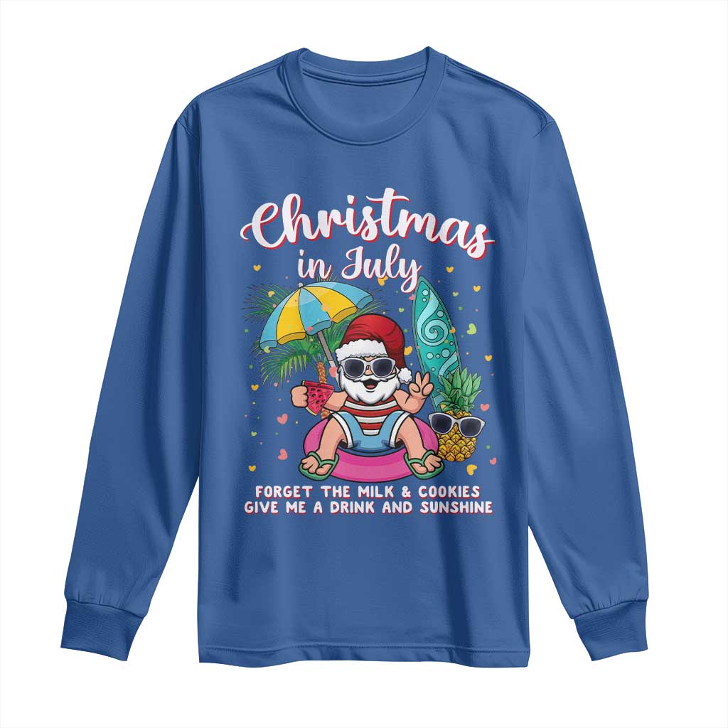 Christmas in July Santa Long Sleeve Shirt Palm Tree Beach Summer Hawaii