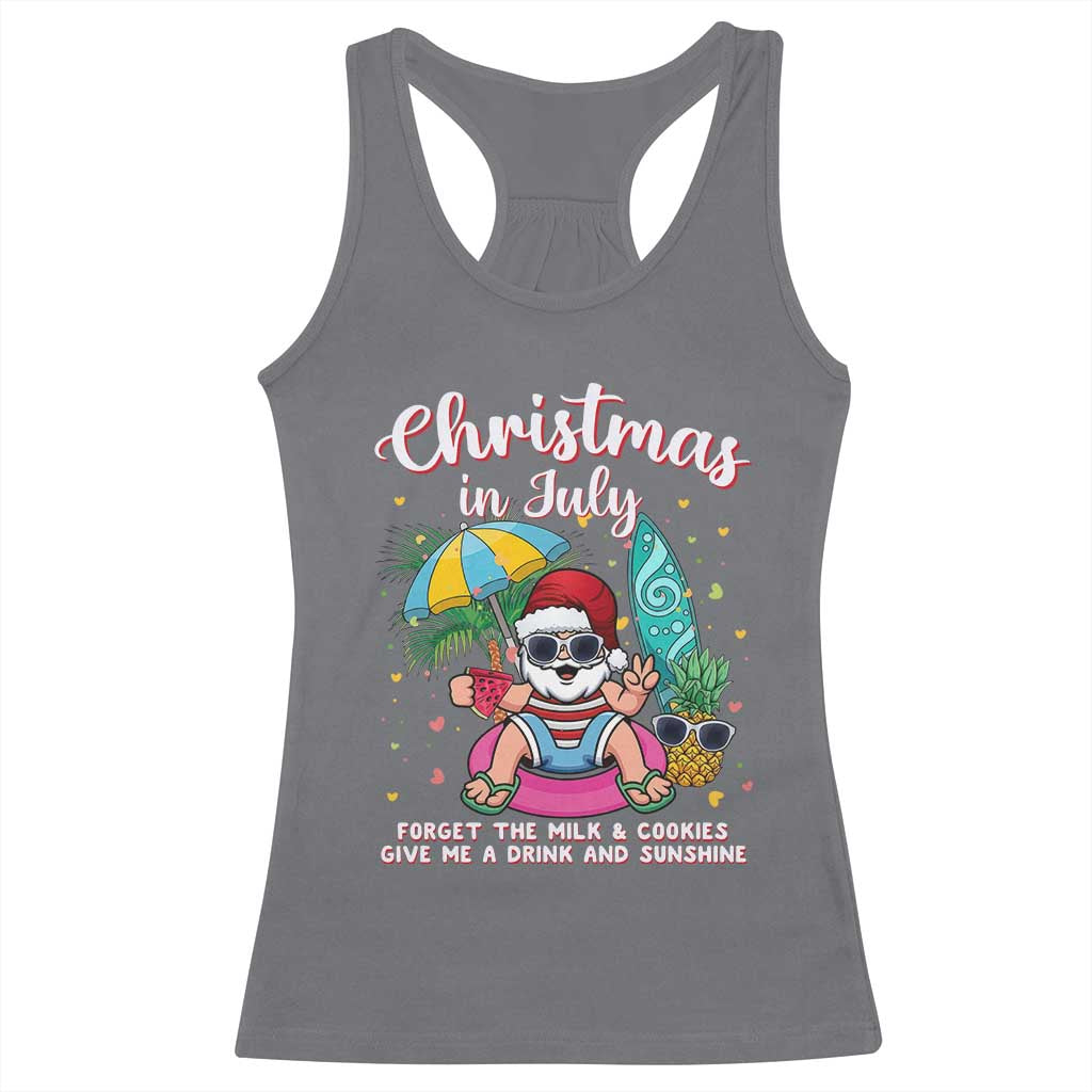 Christmas in July Santa Racerback Tank Top Palm Tree Beach Summer Hawaii