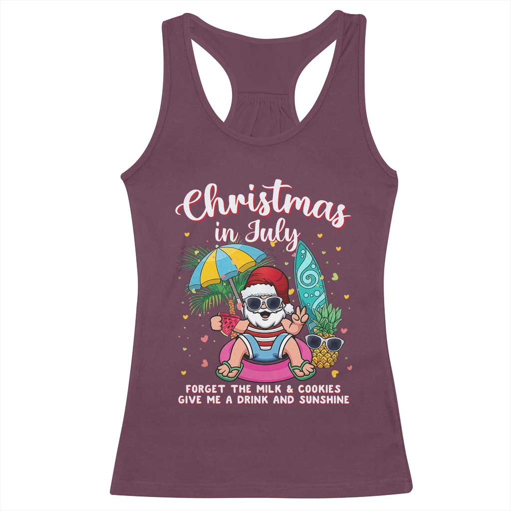 Christmas in July Santa Racerback Tank Top Palm Tree Beach Summer Hawaii
