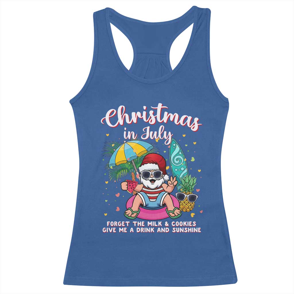 Christmas in July Santa Racerback Tank Top Palm Tree Beach Summer Hawaii