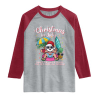 Christmas in July Santa Raglan Shirt Palm Tree Beach Summer Hawaii
