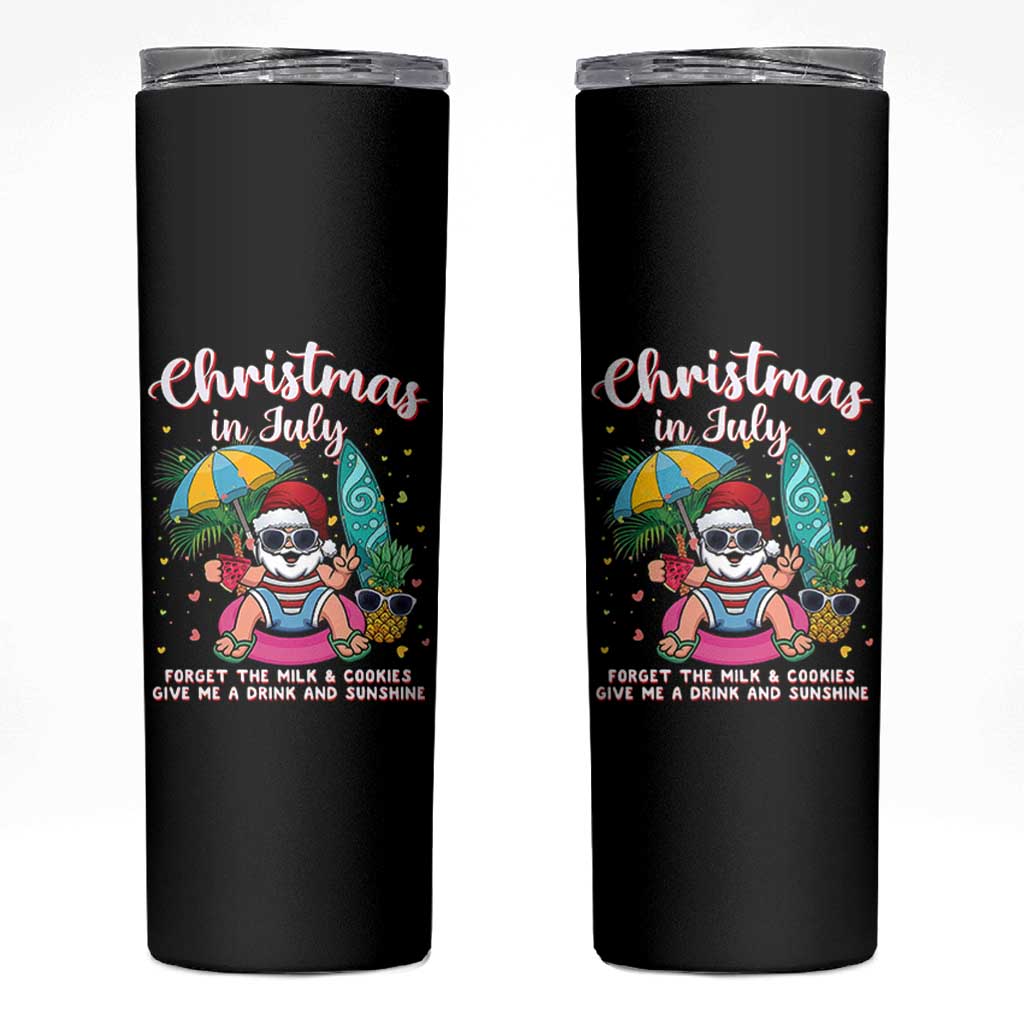 Christmas in July Santa Skinny Tumbler Palm Tree Beach Summer Hawaii