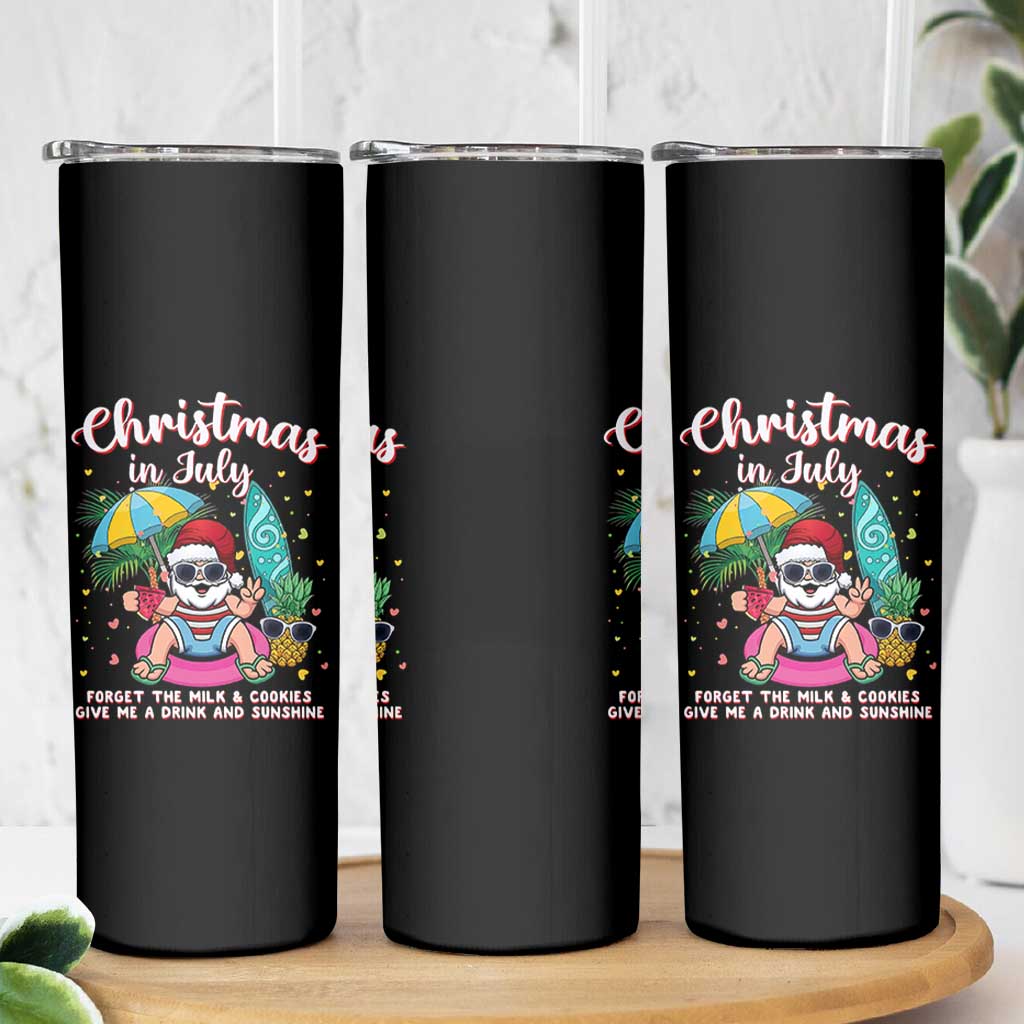 Christmas in July Santa Skinny Tumbler Palm Tree Beach Summer Hawaii