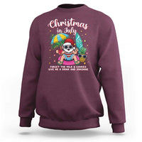 Christmas in July Santa Sweatshirt Palm Tree Beach Summer Hawaii