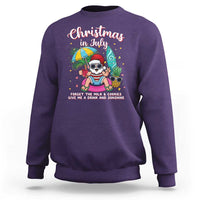 Christmas in July Santa Sweatshirt Palm Tree Beach Summer Hawaii