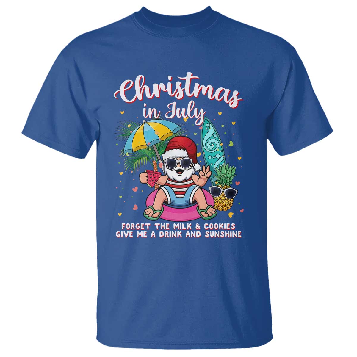 Christmas in July Santa T Shirt Palm Tree Beach Summer Hawaii