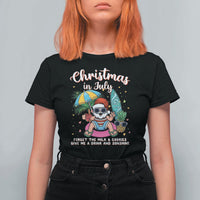 Christmas in July Santa T Shirt For Women Palm Tree Beach Summer Hawaii