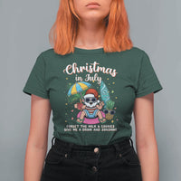 Christmas in July Santa T Shirt For Women Palm Tree Beach Summer Hawaii