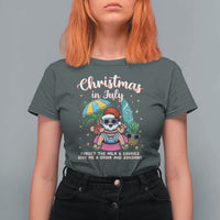 Christmas in July Santa T Shirt For Women Palm Tree Beach Summer Hawaii