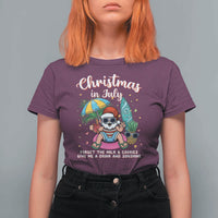 Christmas in July Santa T Shirt For Women Palm Tree Beach Summer Hawaii
