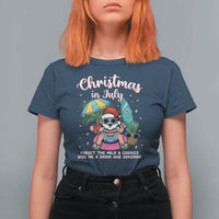 Christmas in July Santa T Shirt For Women Palm Tree Beach Summer Hawaii