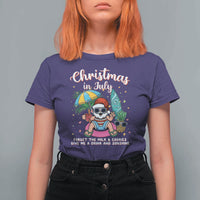Christmas in July Santa T Shirt For Women Palm Tree Beach Summer Hawaii