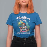 Christmas in July Santa T Shirt For Women Palm Tree Beach Summer Hawaii