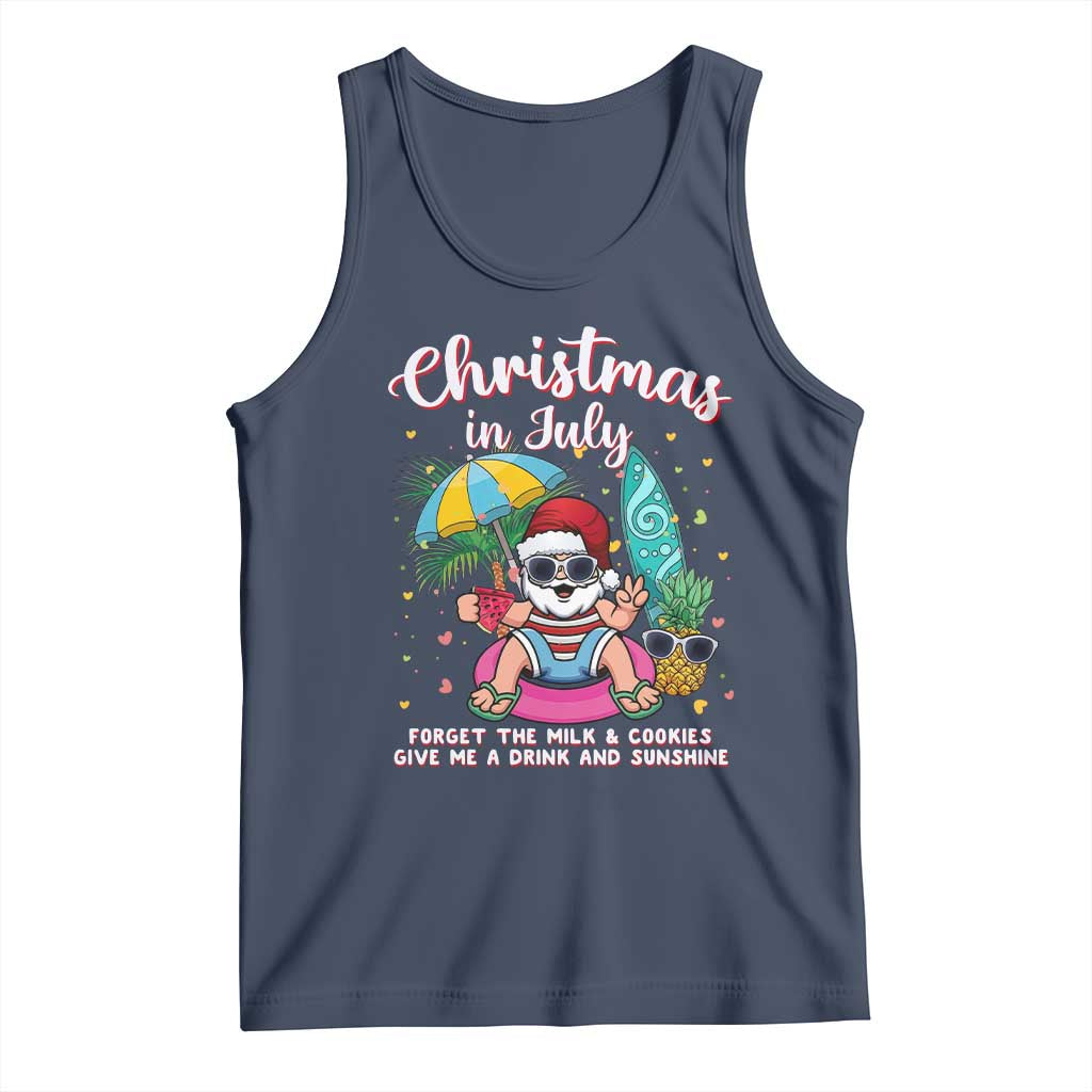 Christmas in July Santa Tank Top Palm Tree Beach Summer Hawaii