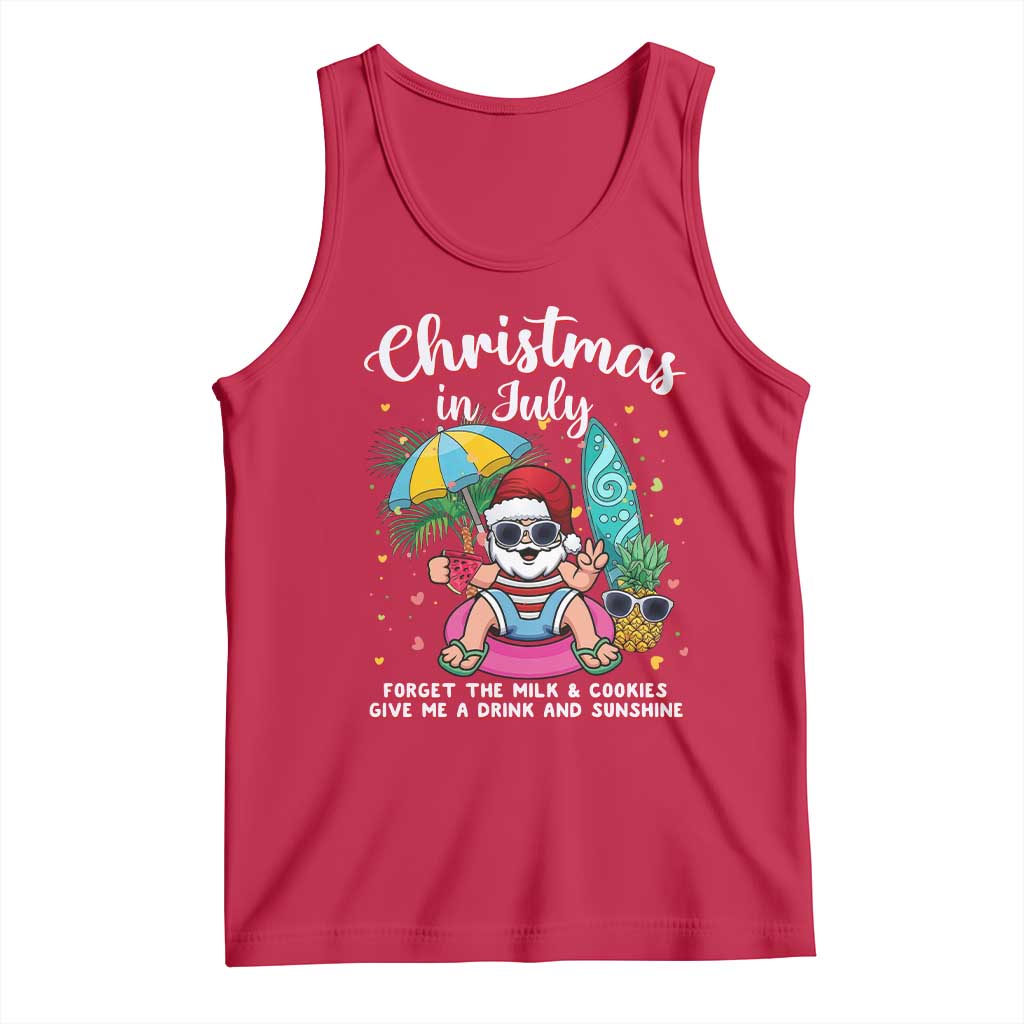 Christmas in July Santa Tank Top Palm Tree Beach Summer Hawaii
