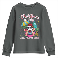 Christmas in July Santa Youth Sweatshirt Palm Tree Beach Summer Hawaii