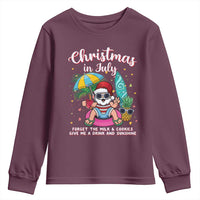 Christmas in July Santa Youth Sweatshirt Palm Tree Beach Summer Hawaii