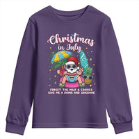 Christmas in July Santa Youth Sweatshirt Palm Tree Beach Summer Hawaii