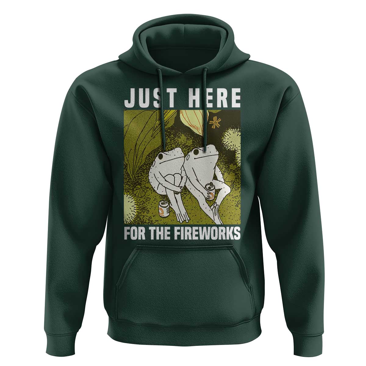 Funny Frog 4th of July Hoodie Just Here For The Fireworks - Wonder Print Shop