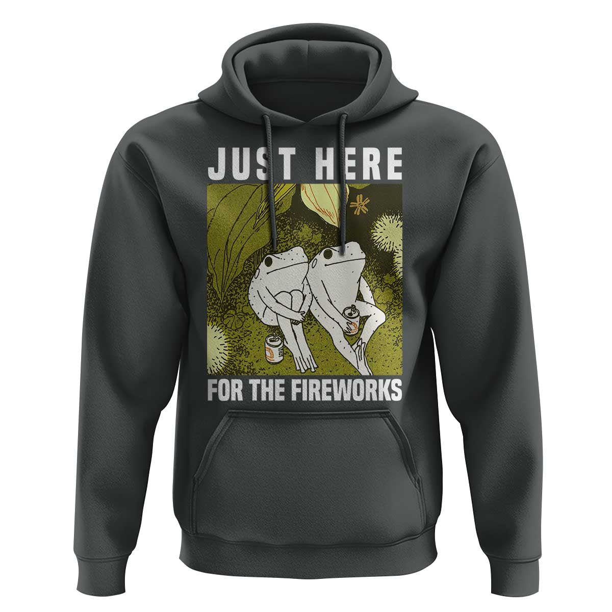 Funny Frog 4th of July Hoodie Just Here For The Fireworks - Wonder Print Shop