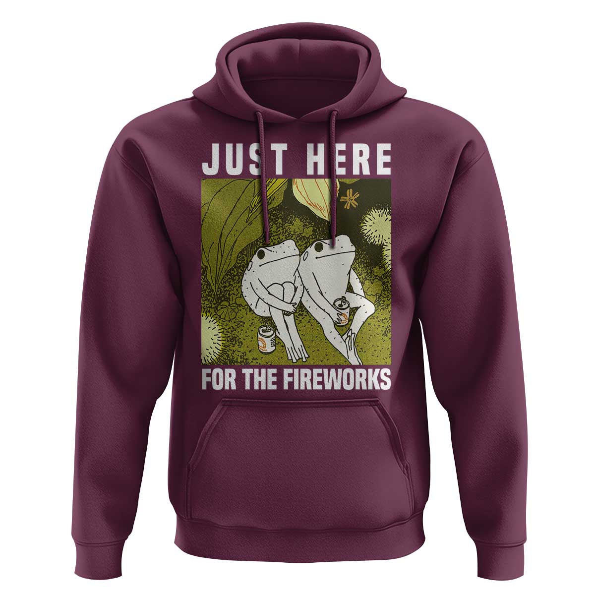 Funny Frog 4th of July Hoodie Just Here For The Fireworks - Wonder Print Shop