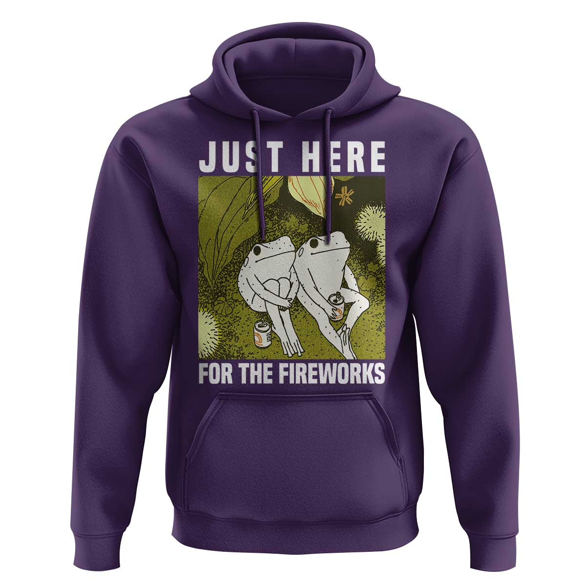 Funny Frog 4th of July Hoodie Just Here For The Fireworks - Wonder Print Shop