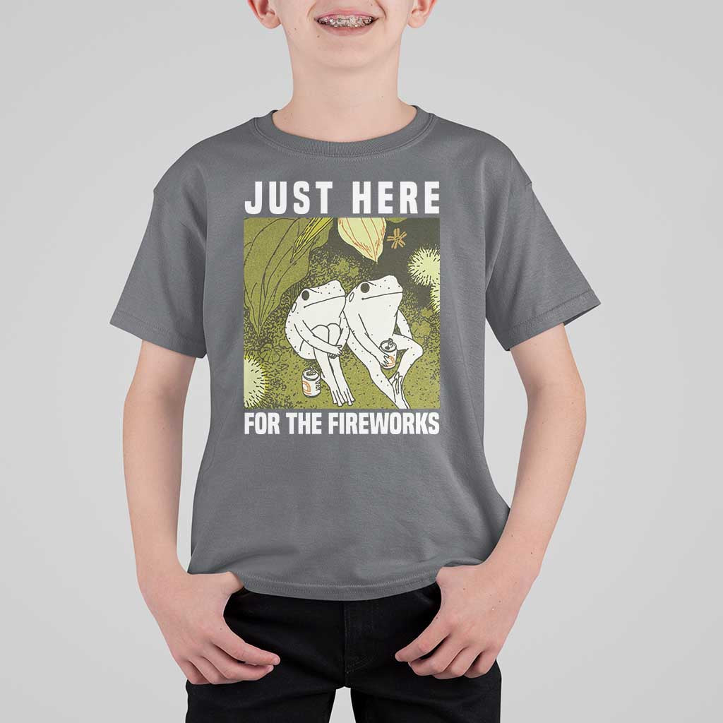 Funny Frog 4th of July T Shirt For Kid Just Here For The Fireworks - Wonder Print Shop
