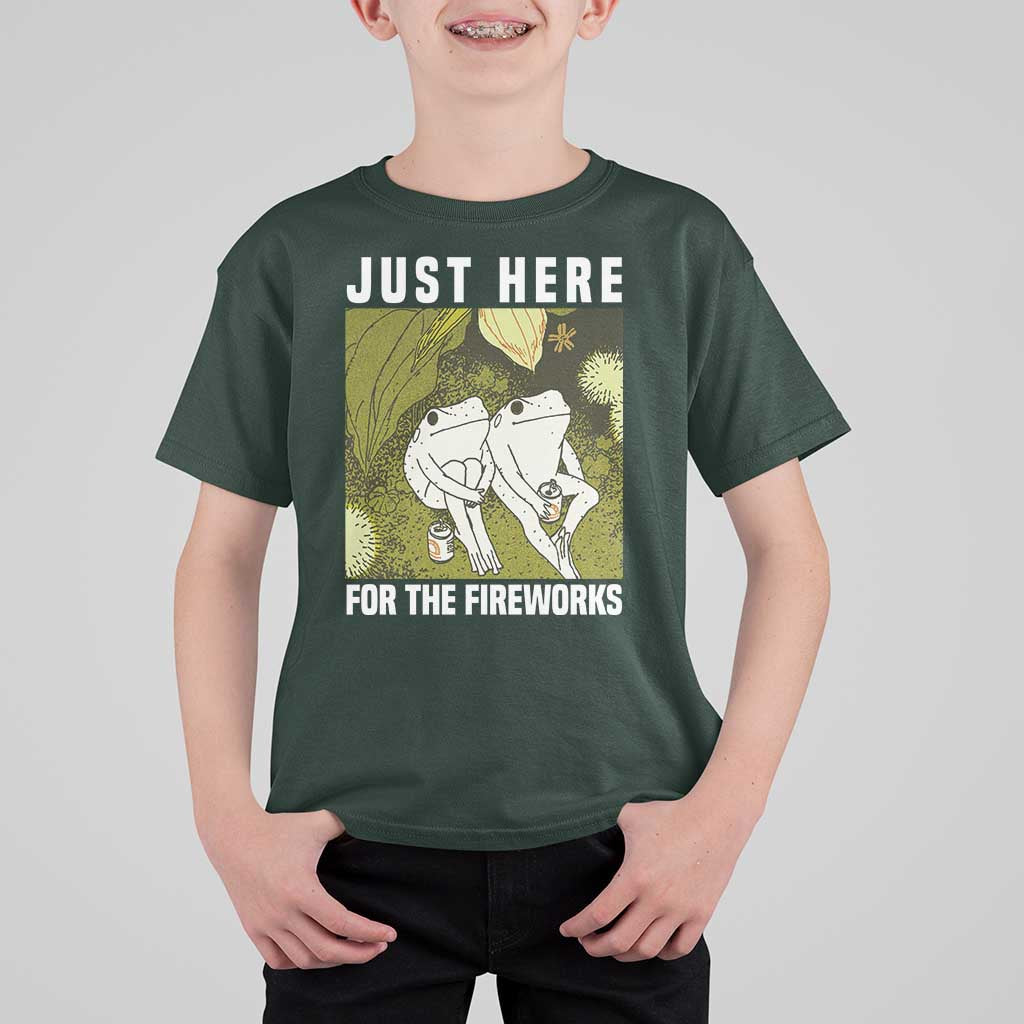 Funny Frog 4th of July T Shirt For Kid Just Here For The Fireworks - Wonder Print Shop