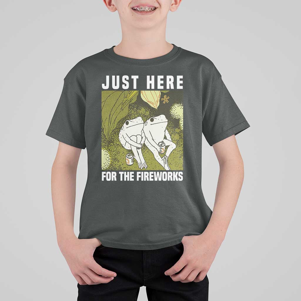 Funny Frog 4th of July T Shirt For Kid Just Here For The Fireworks - Wonder Print Shop