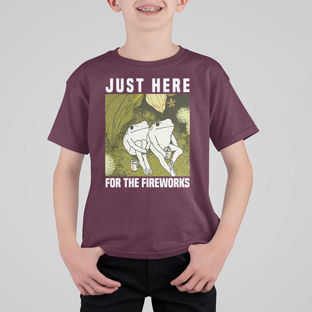 Funny Frog 4th of July T Shirt For Kid Just Here For The Fireworks - Wonder Print Shop
