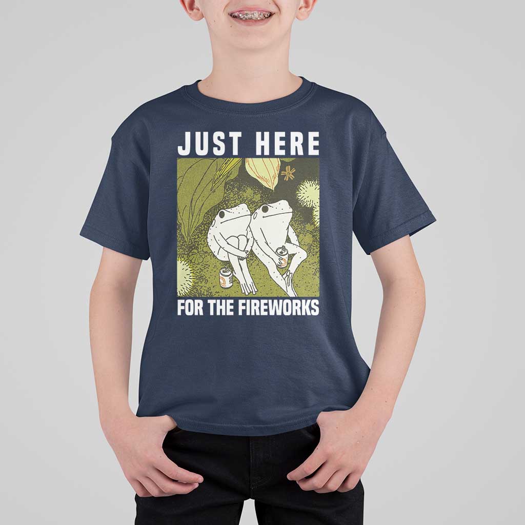 Funny Frog 4th of July T Shirt For Kid Just Here For The Fireworks - Wonder Print Shop