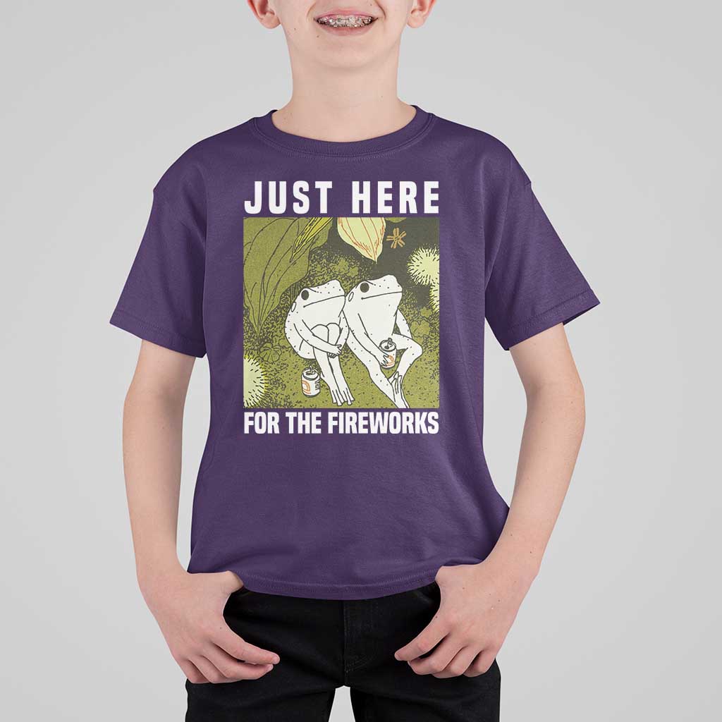 Funny Frog 4th of July T Shirt For Kid Just Here For The Fireworks - Wonder Print Shop