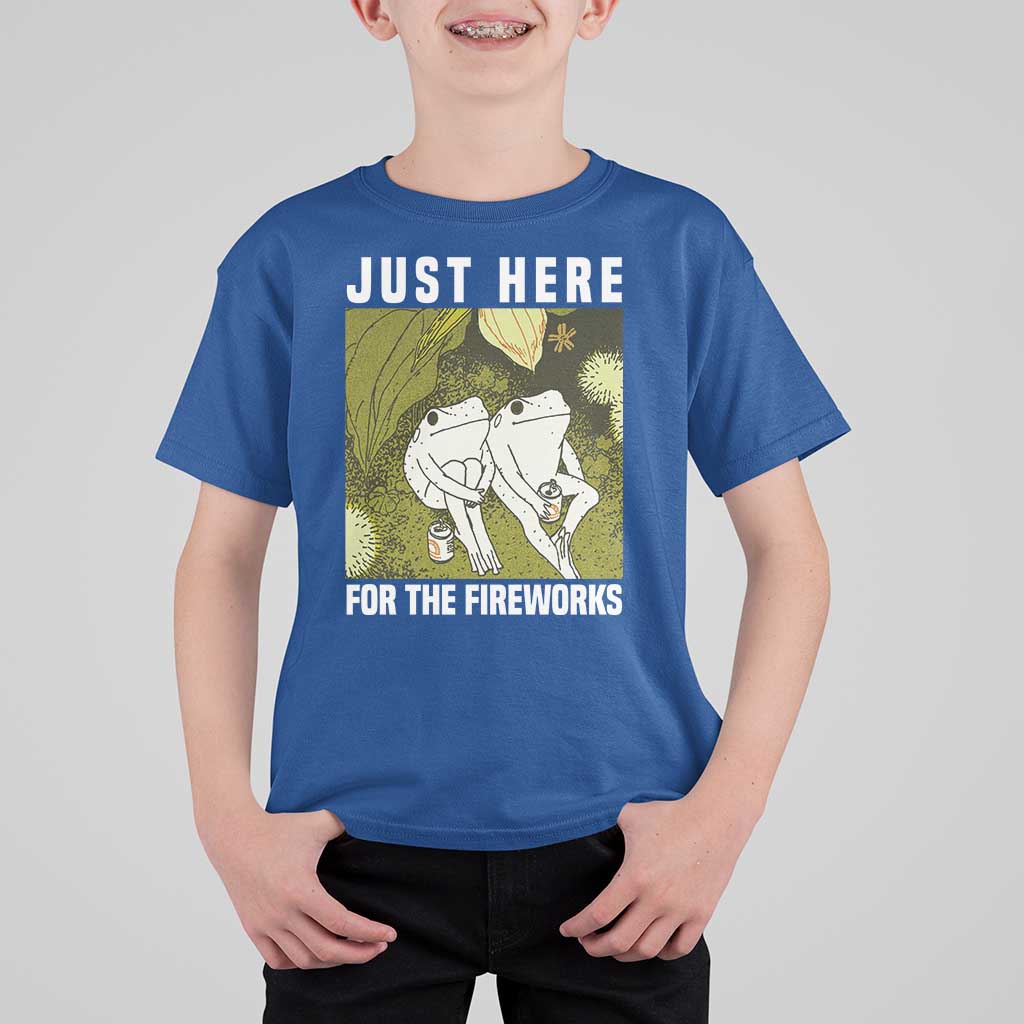 Funny Frog 4th of July T Shirt For Kid Just Here For The Fireworks - Wonder Print Shop