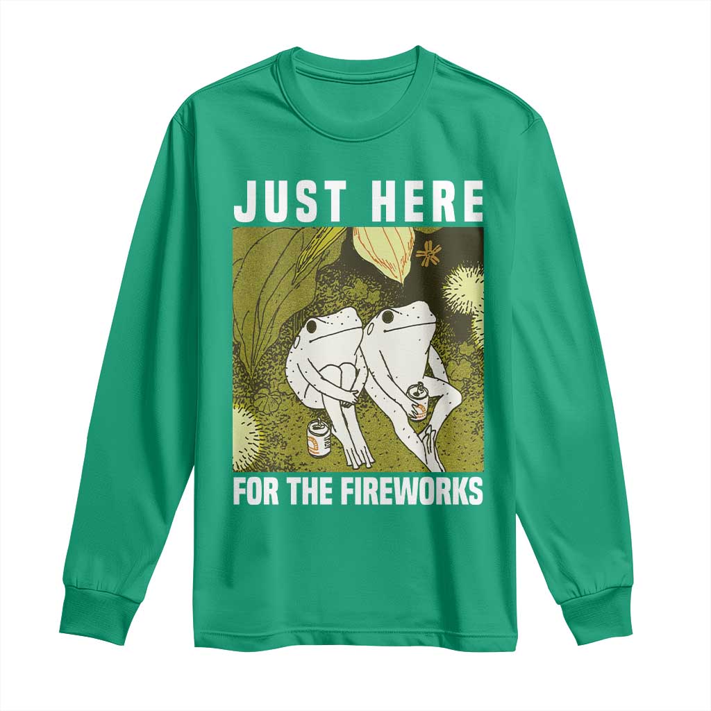Funny Frog 4th of July Long Sleeve Shirt Just Here For The Fireworks - Wonder Print Shop