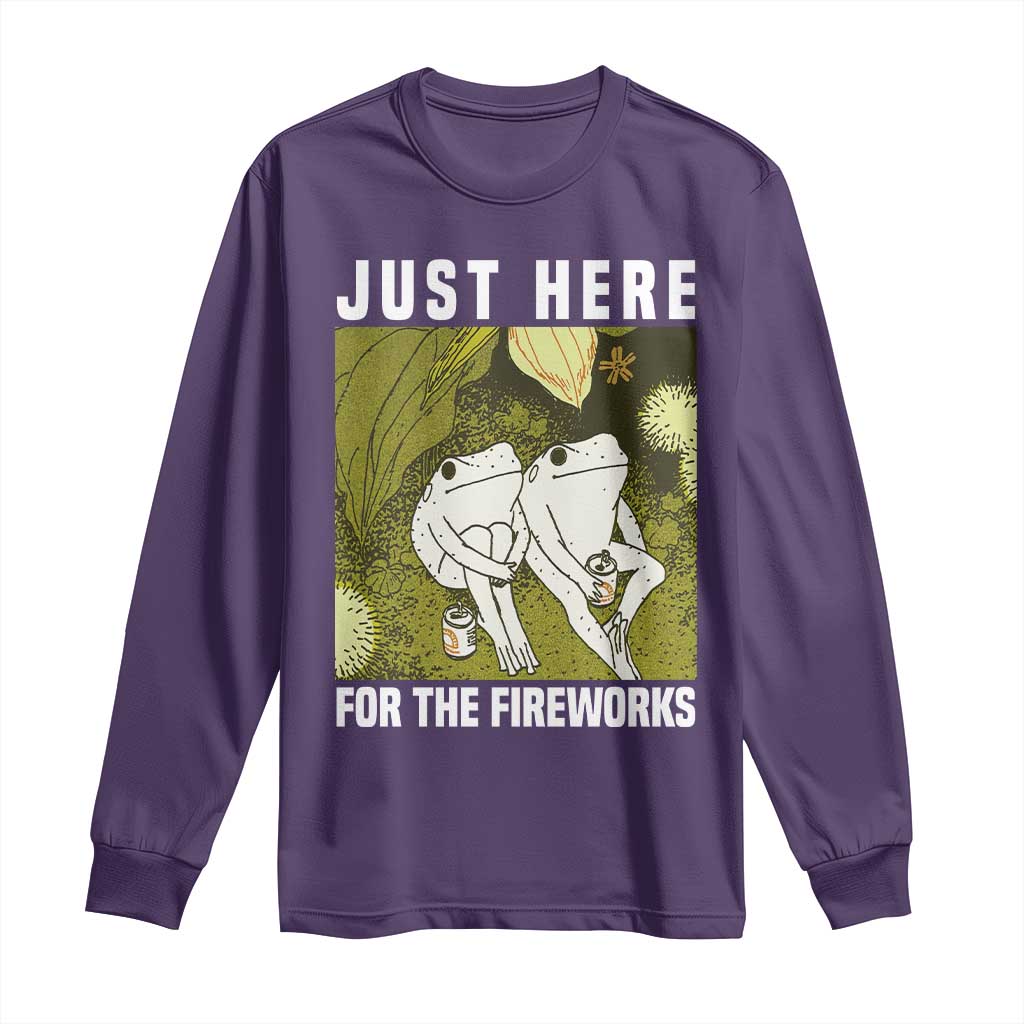 Funny Frog 4th of July Long Sleeve Shirt Just Here For The Fireworks - Wonder Print Shop