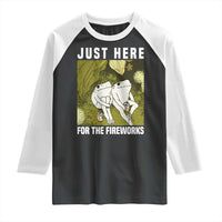 Funny Frog 4th of July Raglan Shirt Just Here For The Fireworks - Wonder Print Shop