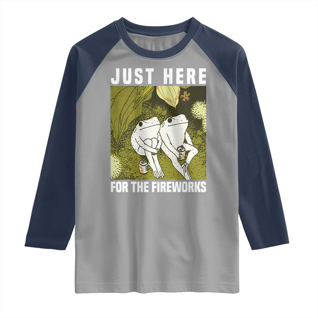Funny Frog 4th of July Raglan Shirt Just Here For The Fireworks - Wonder Print Shop
