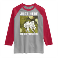 Funny Frog 4th of July Raglan Shirt Just Here For The Fireworks - Wonder Print Shop