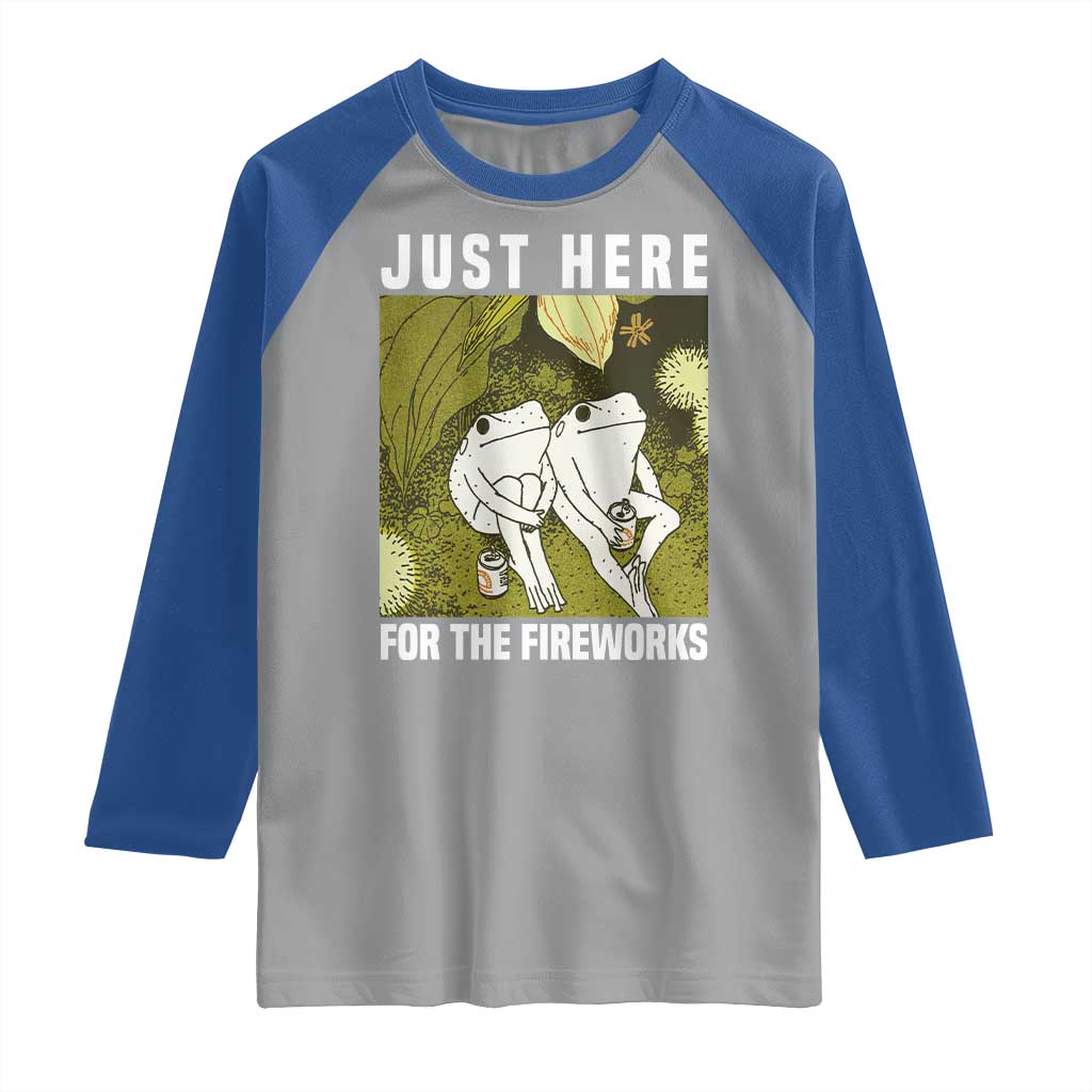 Funny Frog 4th of July Raglan Shirt Just Here For The Fireworks - Wonder Print Shop