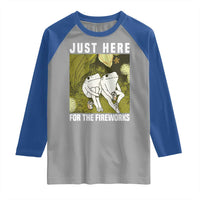 Funny Frog 4th of July Raglan Shirt Just Here For The Fireworks - Wonder Print Shop