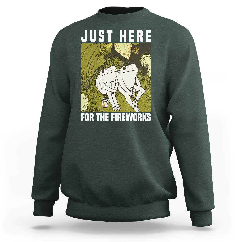 Funny Frog 4th of July Sweatshirt Just Here For The Fireworks - Wonder Print Shop