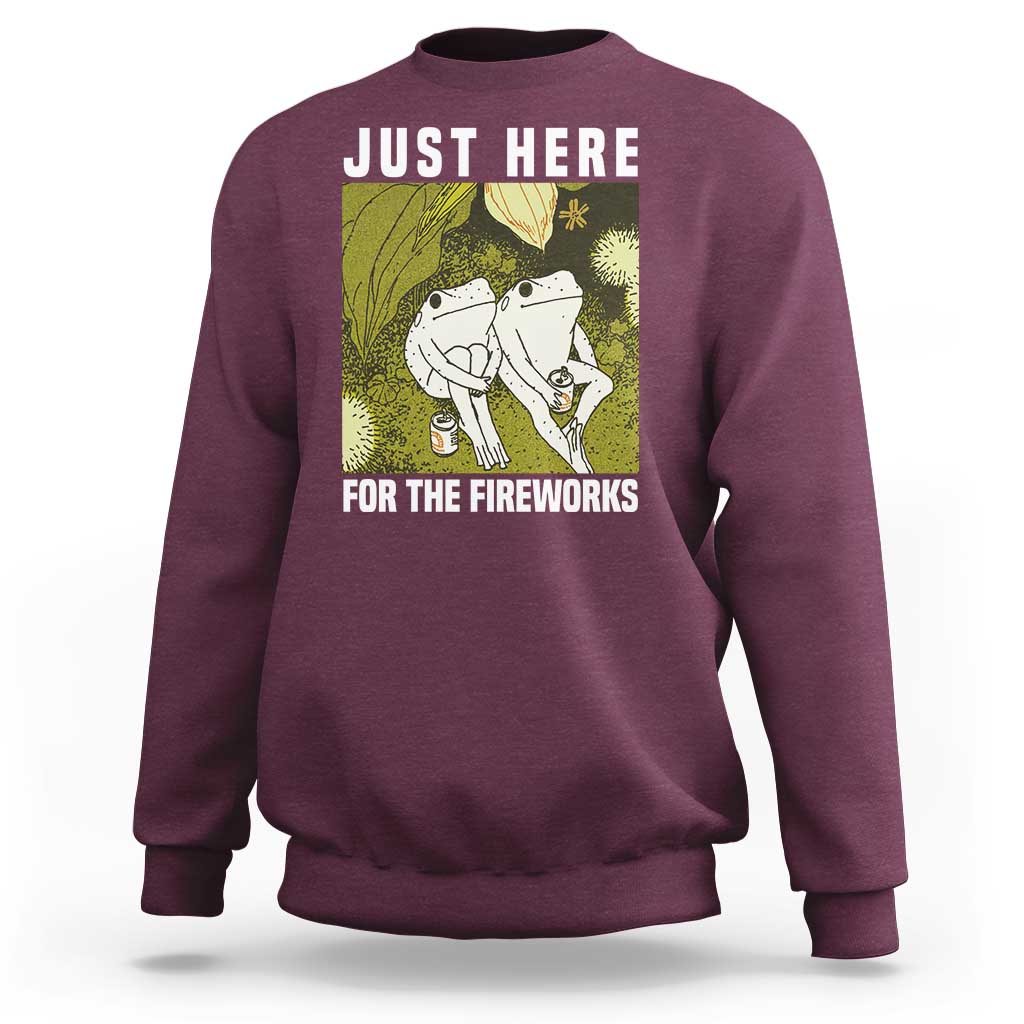 Funny Frog 4th of July Sweatshirt Just Here For The Fireworks - Wonder Print Shop