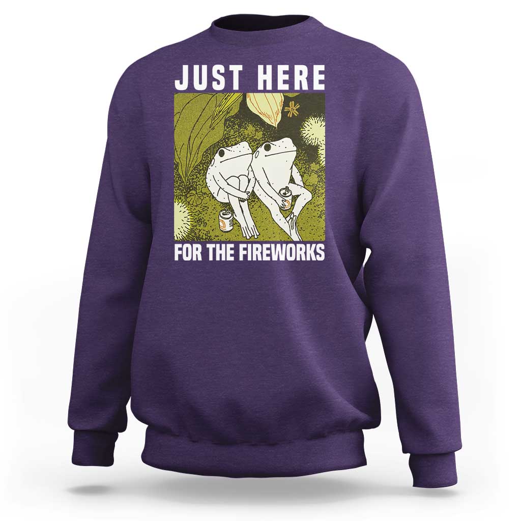 Funny Frog 4th of July Sweatshirt Just Here For The Fireworks - Wonder Print Shop