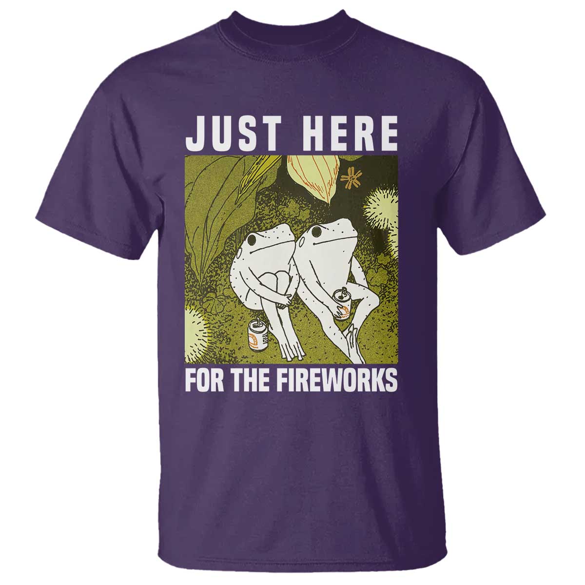 Funny Frog 4th of July T Shirt Just Here For The Fireworks - Wonder Print Shop