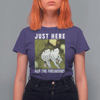 Funny Frog 4th of July T Shirt For Women Just Here For The Fireworks - Wonder Print Shop