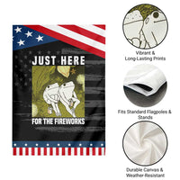 Funny Frog 4th of July Garden Flag Just Here For The Fireworks