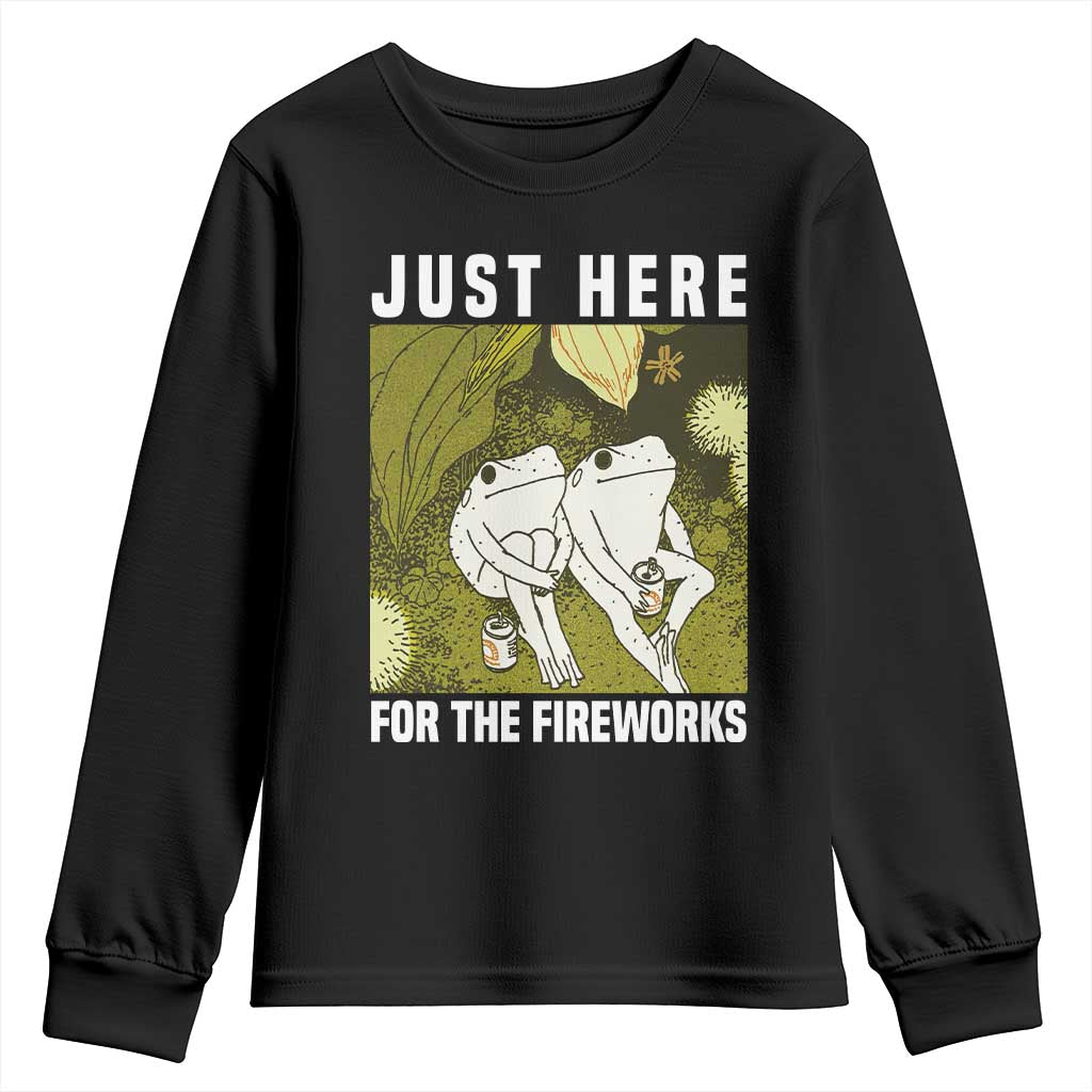 Funny Frog 4th of July Youth Sweatshirt Just Here For The Fireworks - Wonder Print Shop