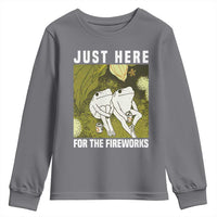 Funny Frog 4th of July Youth Sweatshirt Just Here For The Fireworks - Wonder Print Shop