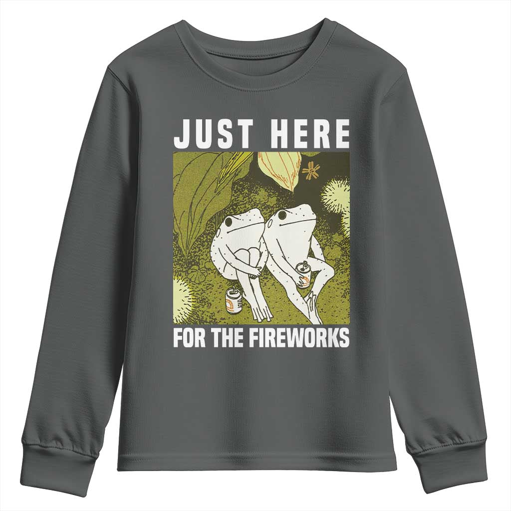 Funny Frog 4th of July Youth Sweatshirt Just Here For The Fireworks - Wonder Print Shop